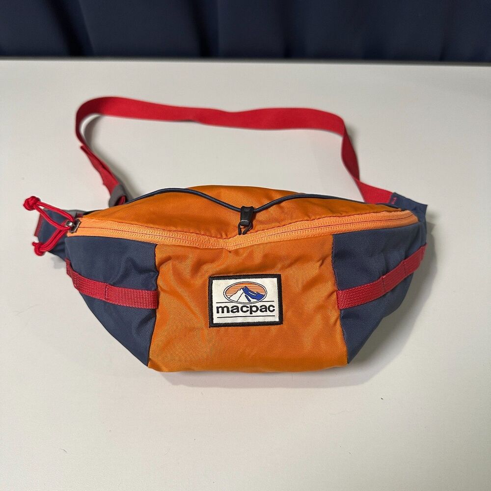 Macpac Wilderness Bumbag Fanny Pack Orange Navy Red Retro Crossbody Bag
